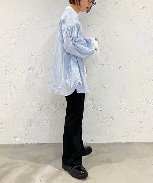 apres jour mignon(アプレジュールミニョン)の「クレリックストライプシャツ【ZOZOTOWN限定アイテム】(シャツ/ブラウス・レディース・サックスブルー/ネイビー/ベージュ・フリー/X-LARGE)」の21枚目の写真