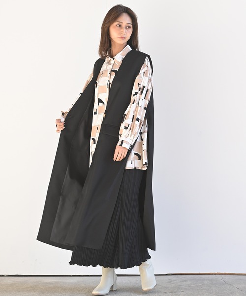 rps（アールピーエス）の「オープンサイドロングジレ（ベスト・レディース・ブラック/グレイッシュベージュ/モカ・M）」の21枚目の写真