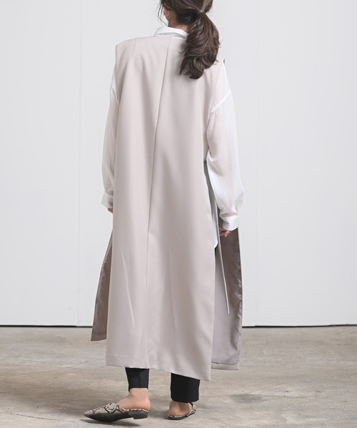 rps（アールピーエス）の「オープンサイドロングジレ（ベスト・レディース・ブラック/グレイッシュベージュ/モカ・M）」の4枚目の写真