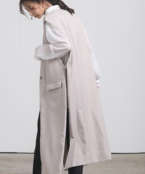 rps（アールピーエス）の「オープンサイドロングジレ（ベスト・レディース・ブラック/グレイッシュベージュ/モカ・M）」の5枚目の写真