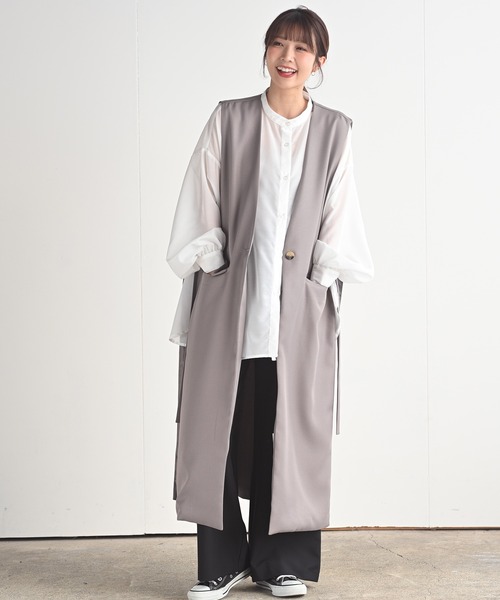 rps（アールピーエス）の「オープンサイドロングジレ（ベスト・レディース・ブラック/グレイッシュベージュ/モカ・M）」の10枚目の写真