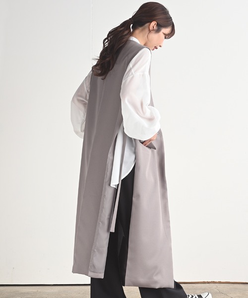 rps（アールピーエス）の「オープンサイドロングジレ（ベスト・レディース・ブラック/グレイッシュベージュ/モカ・M）」の11枚目の写真