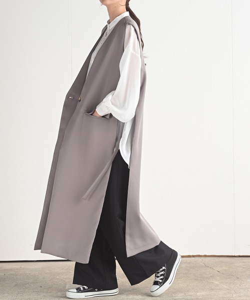 rps（アールピーエス）の「オープンサイドロングジレ（ベスト・レディース・ブラック/グレイッシュベージュ/モカ・M）」の13枚目の写真