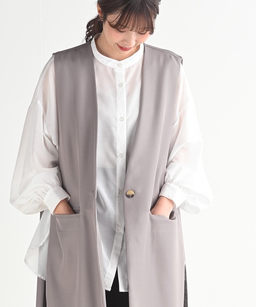 rps（アールピーエス）の「オープンサイドロングジレ（ベスト・レディース・ブラック/グレイッシュベージュ/モカ・M）」の14枚目の写真