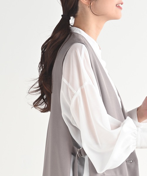 rps（アールピーエス）の「オープンサイドロングジレ（ベスト・レディース・ブラック/グレイッシュベージュ/モカ・M）」の15枚目の写真