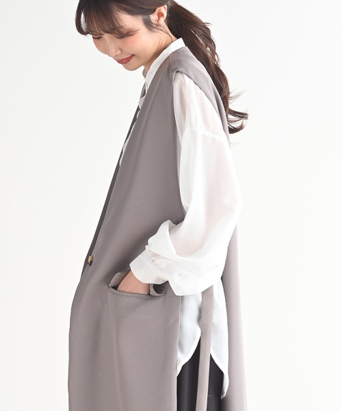 rps（アールピーエス）の「オープンサイドロングジレ（ベスト・レディース・ブラック/グレイッシュベージュ/モカ・M）」の17枚目の写真