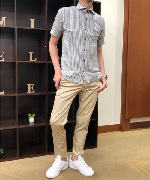 MICHEL KLEIN HOMME (ミッシェルクランオム)の「ベーシッククロップドパンツ(チノパンツ・メンズ・ブルー/ライトグレー/ベージュ・MEDIUM/LARGE/46/48)」の10枚目の写真