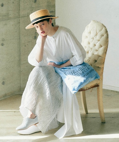 PUAL CE CIN（ピュアルセシン）の「クリンクル加工小花柄スカート（スカート・レディース・ホワイト/ブラック・FREE）」の2枚目の写真