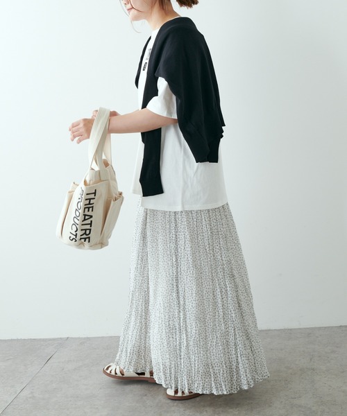 PUAL CE CIN（ピュアルセシン）の「クリンクル加工小花柄スカート（スカート・レディース・ホワイト/ブラック・FREE）」の12枚目の写真