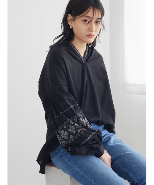 AMERICAN HOLIC(アメリカンホリック)の「インド綿袖刺繍ブラウス(シャツ/ブラウス・レディース・オフホワイト/ブラック・M/L)」の20枚目の写真