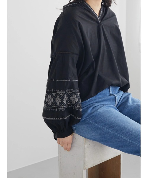 AMERICAN HOLIC(アメリカンホリック)の「インド綿袖刺繍ブラウス(シャツ/ブラウス・レディース・オフホワイト/ブラック・M/L)」の19枚目の写真