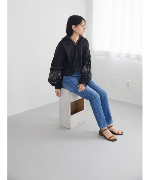 AMERICAN HOLIC(アメリカンホリック)の「インド綿袖刺繍ブラウス(シャツ/ブラウス・レディース・オフホワイト/ブラック・M/L)」の17枚目の写真