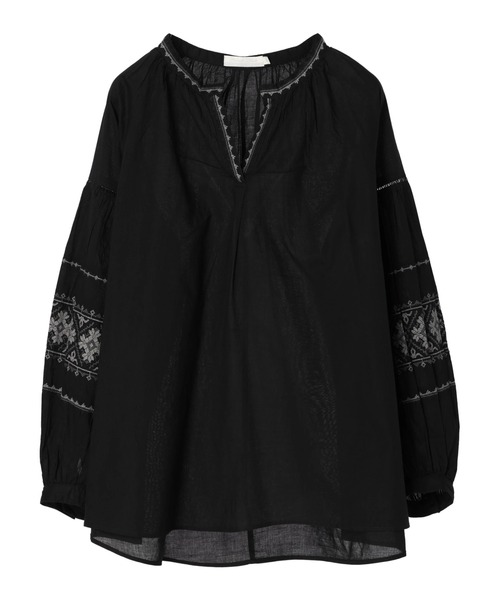 AMERICAN HOLIC(アメリカンホリック)の「インド綿袖刺繍ブラウス(シャツ/ブラウス・レディース・オフホワイト/ブラック・M/L)」の5枚目の写真