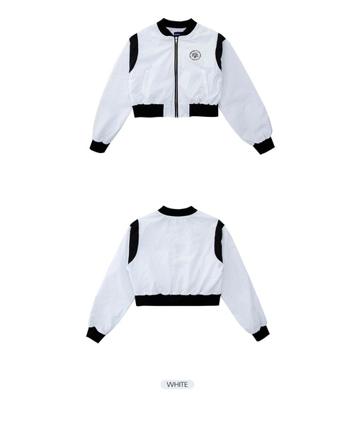 muahmuah(ムーアムーア)の「A'GEM/9 × .kom『muah muah/ムーアムーア』MUAH STITCH COMBI VARSITY BLOUSON/ステッチ ヴァーシティ ジャケット(ブルゾン・レディース・ホワイト/ブラック・FREE)」の11枚目の写真