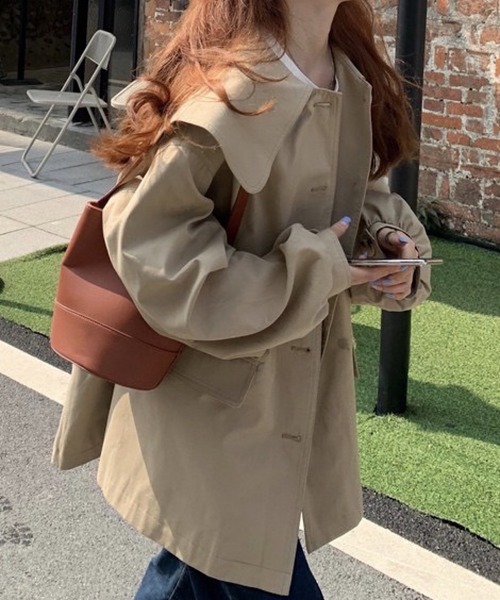 Cham.（チャム）の「ビッグカラージャケット（その他アウター・レディース・ベージュ・F）」の2枚目の写真