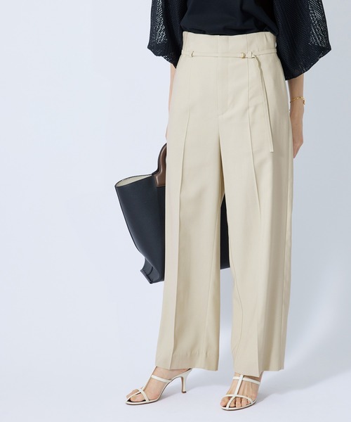 ROPE'(ロペ)の「レーヨンギャバハイウエストベルテットワイドパンツ(その他パンツ・レディース・ベージュ/ライトグリーン/ブルー系その他4・38/36)」の2枚目の写真