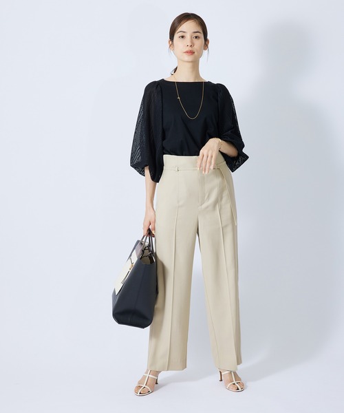 ROPE'(ロペ)の「レーヨンギャバハイウエストベルテットワイドパンツ(その他パンツ・レディース・ベージュ/ライトグリーン/ブルー系その他4・38/36)」の15枚目の写真