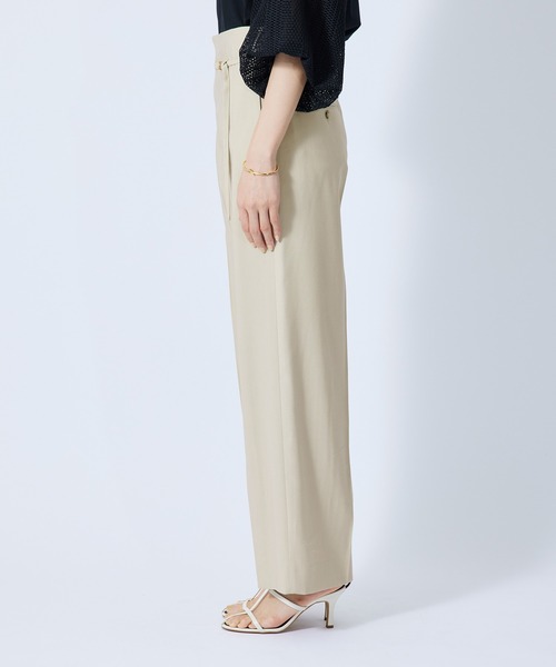 ROPE'(ロペ)の「レーヨンギャバハイウエストベルテットワイドパンツ(その他パンツ・レディース・ベージュ/ライトグリーン/ブルー系その他4・38/36)」の6枚目の写真
