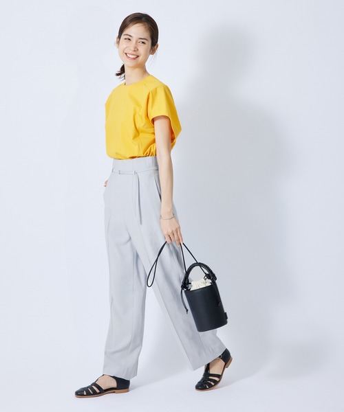 ROPE'(ロペ)の「レーヨンギャバハイウエストベルテットワイドパンツ(その他パンツ・レディース・ベージュ/ライトグリーン/ブルー系その他4・38/36)」の5枚目の写真