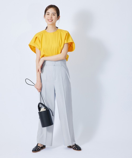 ROPE'(ロペ)の「レーヨンギャバハイウエストベルテットワイドパンツ(その他パンツ・レディース・ベージュ/ライトグリーン/ブルー系その他4・38/36)」の14枚目の写真