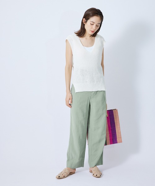 ROPE'(ロペ)の「レーヨンギャバハイウエストベルテットワイドパンツ(その他パンツ・レディース・ベージュ/ライトグリーン/ブルー系その他4・38/36)」の20枚目の写真