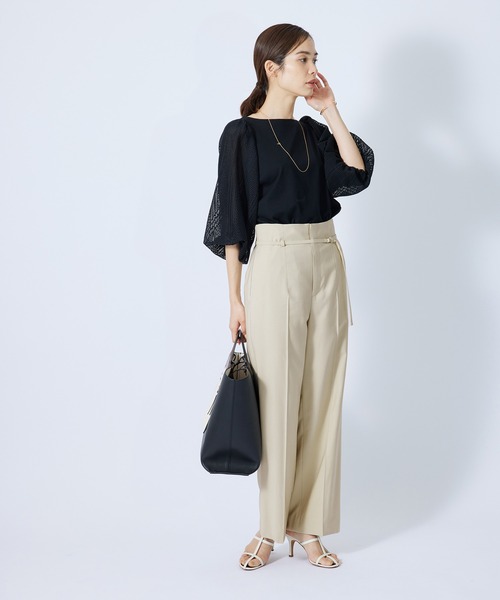 ROPE'(ロペ)の「レーヨンギャバハイウエストベルテットワイドパンツ(その他パンツ・レディース・ベージュ/ライトグリーン/ブルー系その他4・38/36)」の17枚目の写真