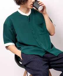 Naive magic（ナイーブマジック）の「とろみルーズ半袖クレリックバンドカラーシャツ（シャツ/ブラウス・メンズ）」