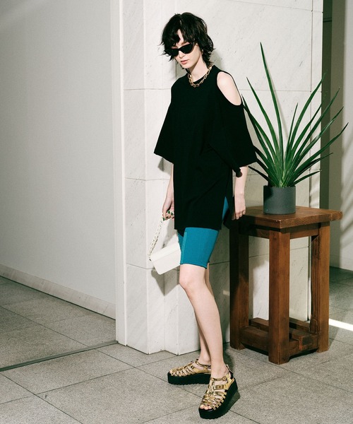 MAISON SPECIAL（メゾンスペシャル）の「ホックスリットサイクルパンツ【MAISON SPECIAL/メゾンスペシャル】（その他パンツ・レディース・ブラック/ホワイト/ターコイズブルー・FREE）」の7枚目の写真