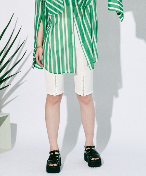 MAISON SPECIAL（メゾンスペシャル）の「ホックスリットサイクルパンツ【MAISON SPECIAL/メゾンスペシャル】（その他パンツ・レディース・ブラック/ホワイト/ターコイズブルー・FREE）」の8枚目の写真