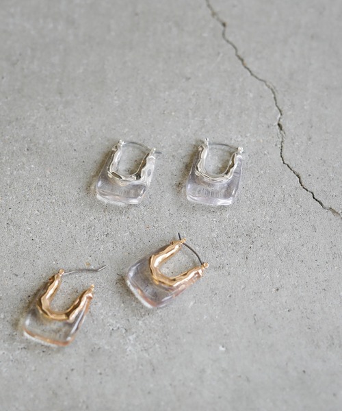 select MOCA（セレクトモカ）の「2022 SS スクエアフープクリアピアス（ピアス（両耳用）・レディース・シルバー/ゴールド・FREE）」の12枚目の写真