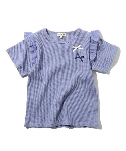 SHOO・LA・RUE(シューラルー)の「◆【100-140cm】ワッフル肩チュールリボンTシャツ(Tシャツ/カットソー・キッズ・レモンイエロー/ライトパープル/ベビーピンク/アイボリー・11/13/10/12/14)」の2枚目の写真