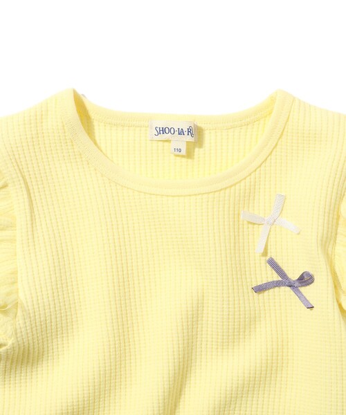 SHOO・LA・RUE(シューラルー)の「◆【100-140cm】ワッフル肩チュールリボンTシャツ(Tシャツ/カットソー・キッズ・レモンイエロー/ライトパープル/ベビーピンク/アイボリー・11/13/10/12/14)」の8枚目の写真