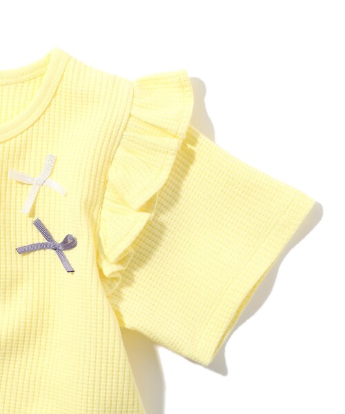 SHOO・LA・RUE(シューラルー)の「◆【100-140cm】ワッフル肩チュールリボンTシャツ(Tシャツ/カットソー・キッズ・レモンイエロー/ライトパープル/ベビーピンク/アイボリー・11/13/10/12/14)」の5枚目の写真