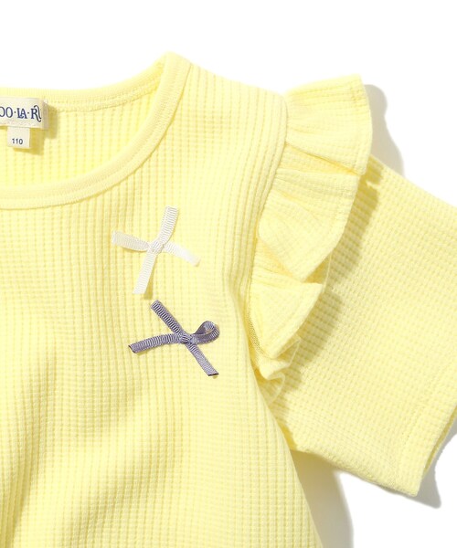 SHOO・LA・RUE(シューラルー)の「◆【100-140cm】ワッフル肩チュールリボンTシャツ(Tシャツ/カットソー・キッズ・レモンイエロー/ライトパープル/ベビーピンク/アイボリー・11/13/10/12/14)」の15枚目の写真