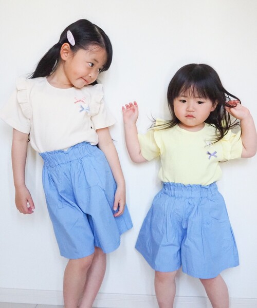 SHOO・LA・RUE(シューラルー)の「◆【100-140cm】ワッフル肩チュールリボンTシャツ(Tシャツ/カットソー・キッズ・レモンイエロー/ライトパープル/ベビーピンク/アイボリー・11/13/10/12/14)」の18枚目の写真