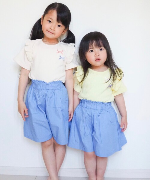 SHOO・LA・RUE(シューラルー)の「◆【100-140cm】ワッフル肩チュールリボンTシャツ(Tシャツ/カットソー・キッズ・レモンイエロー/ライトパープル/ベビーピンク/アイボリー・11/13/10/12/14)」の19枚目の写真