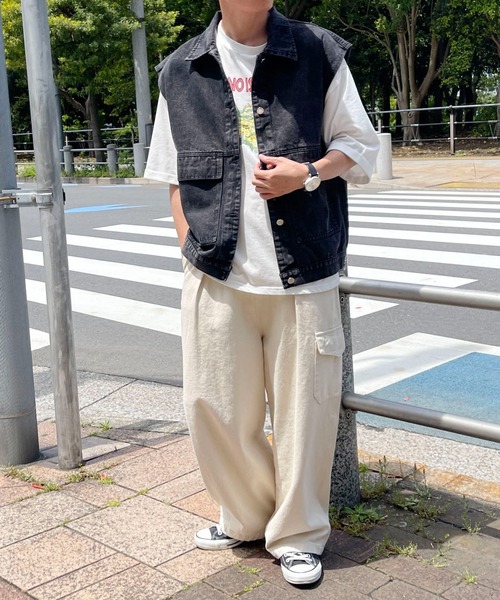 PairPair（ペアペア）の「ケミカルウォッシュジレ(ユニセックス)（ベスト・メンズ・ブラック/サックスブルー・フリー）」の13枚目の写真