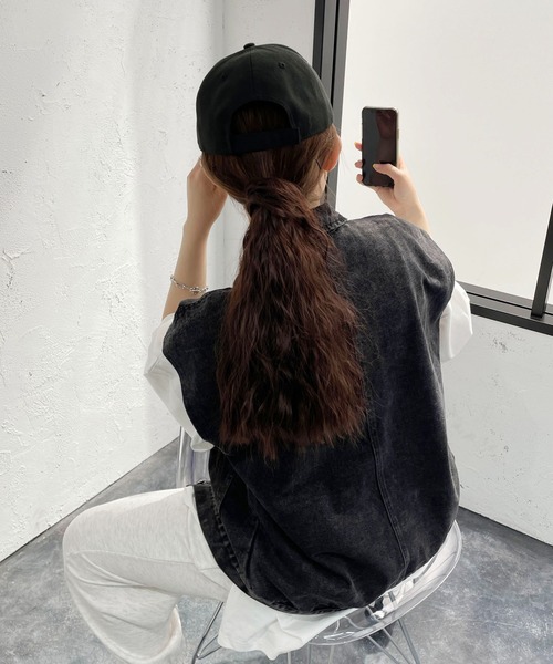 PairPair（ペアペア）の「ケミカルウォッシュジレ(ユニセックス)（ベスト・メンズ・ブラック/サックスブルー・フリー）」の5枚目の写真