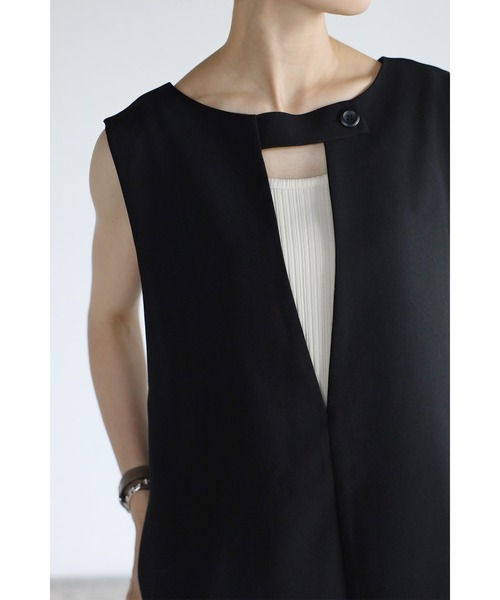 Bonjour Sagan（ボンジュールサガン）の「Vネックボタンジャンパースカート（ジャンパースカート・レディース・ブラック/ライトベージュ・FREE）」の17枚目の写真