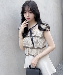 titty＆Co. PETIT by poyo | 【titty&Co.PETIT Produce by POYO】フラワーチュールティアードブラウス(シャツ/ブラウス)