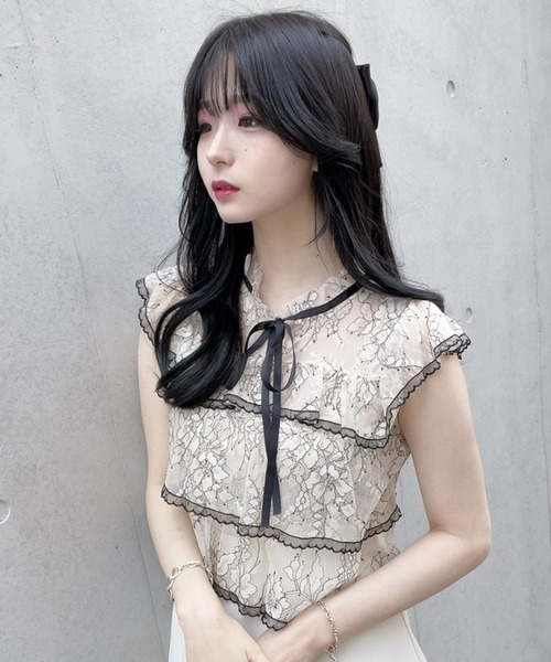 titty＆Co. PETIT by poyo（ティティーアンドコープティバイポヨ）の「【titty&Co.PETIT by POYO】フラワーチュールティアードブラウス（シャツ/ブラウス・レディース・ホワイト・FREE）」の3枚目の写真