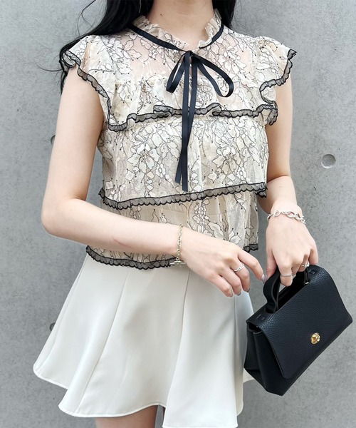 titty＆Co. PETIT by poyo（ティティーアンドコープティバイポヨ）の「【titty&Co.PETIT by POYO】フラワーチュールティアードブラウス（シャツ/ブラウス・レディース・ホワイト・FREE）」の5枚目の写真