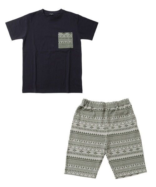 GLAZOS（グラソス）の「総柄ルームウェア（ルームウェア/パジャマ・キッズ・カーキ/チャコールグレー/グレー・160cm/130cm/150cm/140cm/170cm）」の3枚目の写真