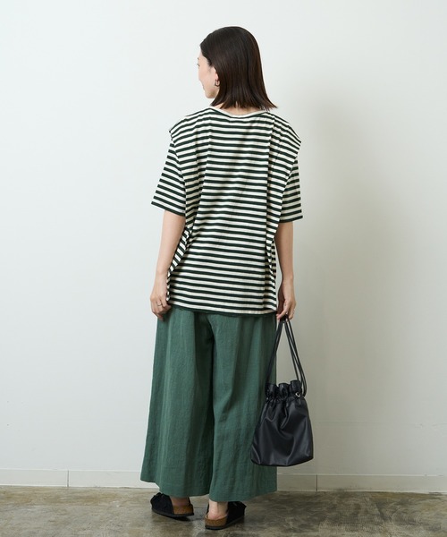 HERENCIA(ヘレンチア)の「ショルダー デザイン ボーダー ショートスリーブ カットソー(Tシャツ/カットソー・レディース・ブラック系その他/グリーン系その他/ブルー系その他/イエロー系その他・MEDIUM)」の18枚目の写真