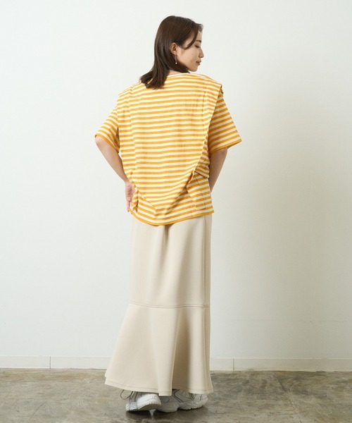 HERENCIA(ヘレンチア)の「ショルダー デザイン ボーダー ショートスリーブ カットソー(Tシャツ/カットソー・レディース・ブラック系その他/グリーン系その他/ブルー系その他/イエロー系その他・MEDIUM)」の21枚目の写真