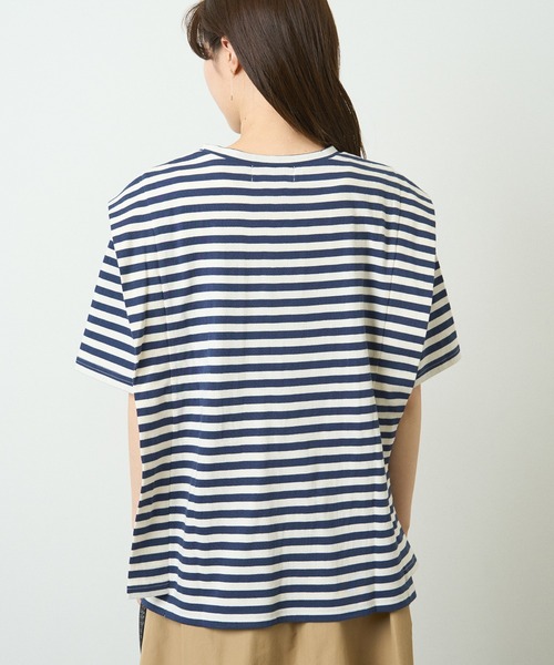 HERENCIA(ヘレンチア)の「ショルダー デザイン ボーダー ショートスリーブ カットソー(Tシャツ/カットソー・レディース・ブラック系その他/グリーン系その他/ブルー系その他/イエロー系その他・MEDIUM)」の9枚目の写真