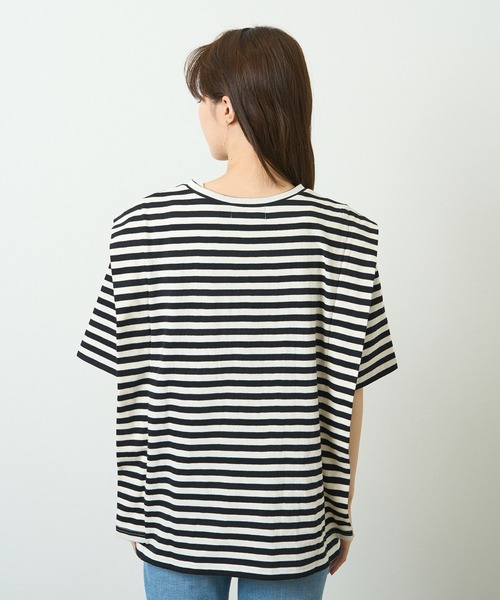 HERENCIA(ヘレンチア)の「ショルダー デザイン ボーダー ショートスリーブ カットソー(Tシャツ/カットソー・レディース・ブラック系その他/グリーン系その他/ブルー系その他/イエロー系その他・MEDIUM)」の20枚目の写真