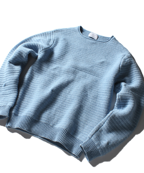 EDIFICE（エディフィス）の「◇INDIGO / インディゴ : リップル ボートネックニット（ニット/セーター・メンズ・ブルー/ネイビー・48/46/44）」の2枚目の写真