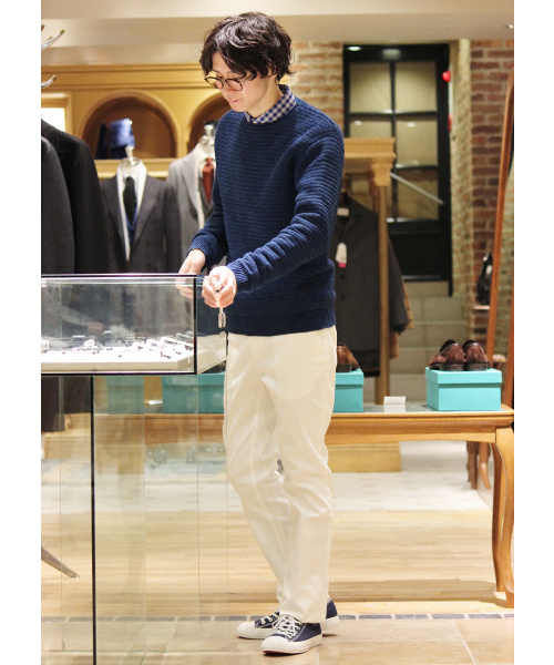 EDIFICE（エディフィス）の「◇INDIGO / インディゴ : リップル ボートネックニット（ニット/セーター・メンズ・ブルー/ネイビー・48/46/44）」の19枚目の写真