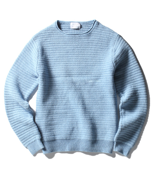 EDIFICE（エディフィス）の「◇INDIGO / インディゴ : リップル ボートネックニット（ニット/セーター・メンズ・ブルー/ネイビー・48/46/44）」の12枚目の写真